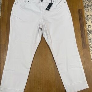 Kut from the Kloth White Crop Straight Leg Pants Size 16